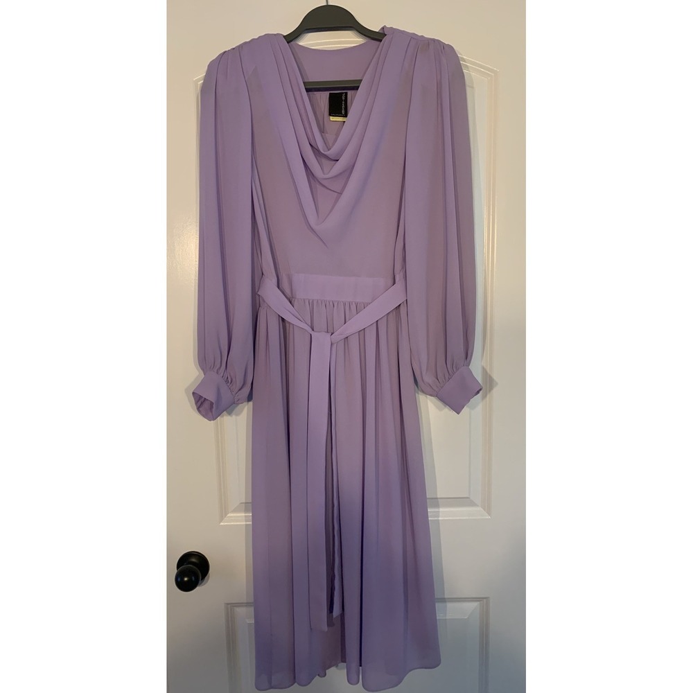 Vintage Joy Stevens Maxi Dress Sz 12 Lilac Chiffon‎ Romantic Glam Wedding Party